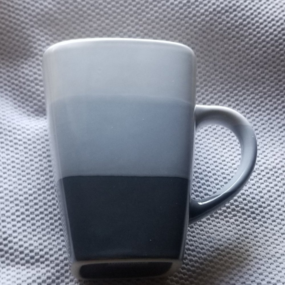sophisticated square three tone blue coffee mug